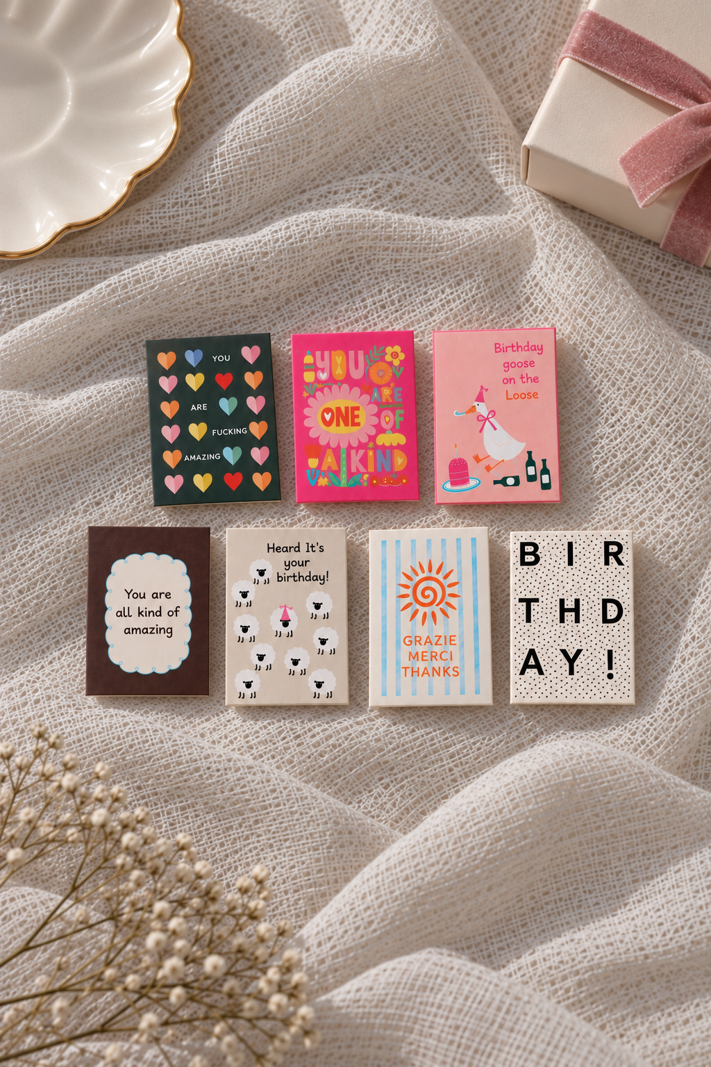 Set of 7 Mini Greeting Cards